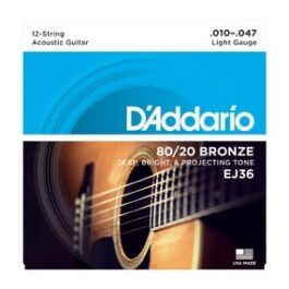 D’Addario EJ36 80/20 Bronze 12 String Acoustic Guitar Stings (10-47)