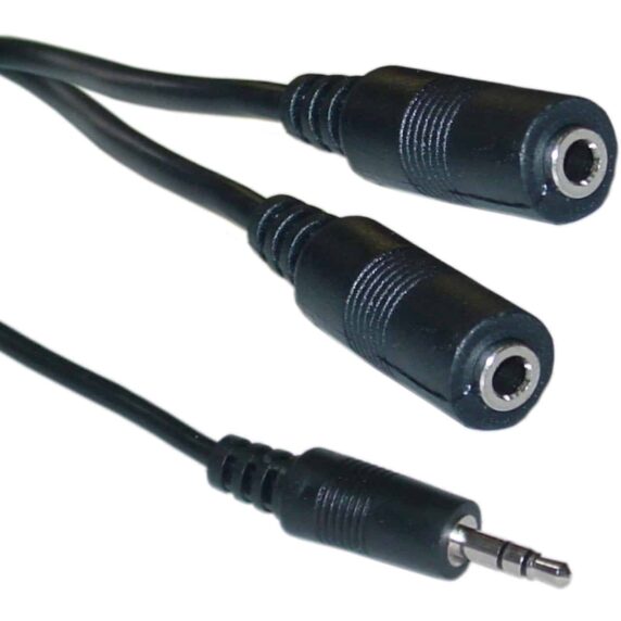 Classic Cables 3.5mm STERO MALE TO 2 x 3.5mm FEMALE SOCKET 1 METER CABLE