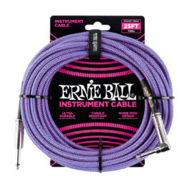 Ernie Ball 25′ Braided Straight/Angled Instrument Cable – Purple