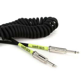 Ernie Ball 30′ Coiled Straight/Straight Instrument Cable – Black