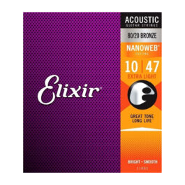 Elixir Nanoweb 80/20 Bronze Light Acoustic Guitar Strings – (10-47)