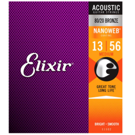 Elixir Nanoweb 80/20 Bronze Medium Acoustic Guitar Strings – (13-56)
