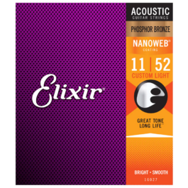 Elixir Nanoweb Custom-Light Phosphor Bronze Acoustic Guitar Strings – (11-52)