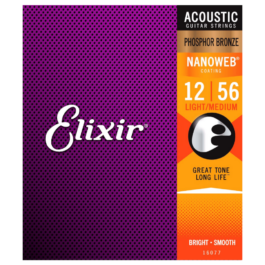 Elixir Nanoweb Medium-Light 12-56 Phosphor Bronze Acoustic Guitar Strings