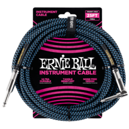 Ernie Ball 7.6m Braided Straight/Angle Instrument Cable – Black/Blue