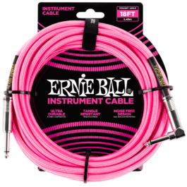 Ernie Ball 5.5m Braided Straight/Angle Instrument Cable – Neon Pink