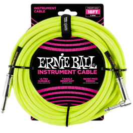 Ernie Ball 5.5m Braided Straight/Angle Instrument Cable – Neon Yellow