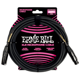 Ernie Ball Male/Female XLR Mic Cable – Black – 6.1m