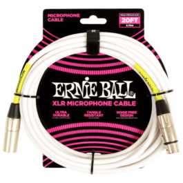 Ernie Ball Male/Female XLR Mic Cable – White – 6.1m