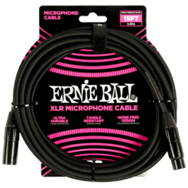 Ernie Ball Braided Male/Female XLR Mic Cable – Black – 4.5m