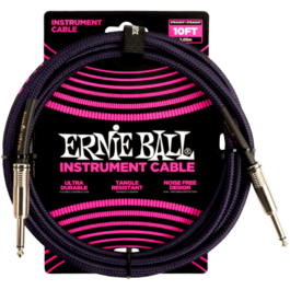 Ernie Ball Braided Straight/Straight Instrument Cable – Black/Purple – 3m