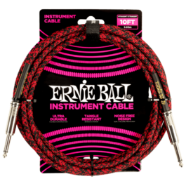 Ernie Ball Braided Straight/Straight Instrument Cable – Black/Red – 3m