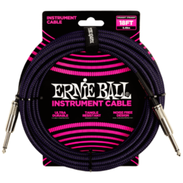 Ernie Ball Braided Straight/Straight Instrument Cable – Black/Purple – 5.5m