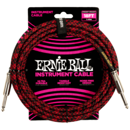 Ernie Ball Braided Straight/Straight Instrument Cable – Black/Red – 5.5m