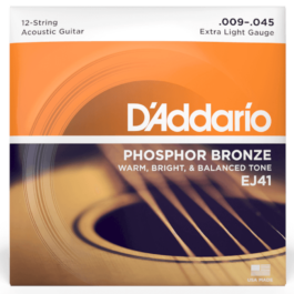 D’addario Extra Light 12-String Phosphor Bronze Acoustic Guitar Strings – (09-45)
