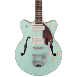 Gretsch G2655T-P90 Streamliner™ Center Block Jr. P90 with Bigsby® – Laurel Fingerboard – Two-Tone Mint Metallic + Vintage Mahogany Stain