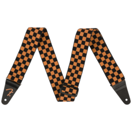 Fender Limited Edition 2″ WeighLess™ Checker Strap – Orange and Black