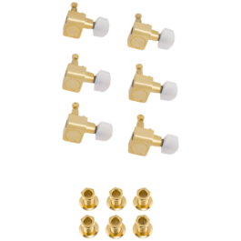 Fender Deluxe Cast/Sealed Guitar Tuning Machines with Pearl Buttons – Gold (Set of 6)